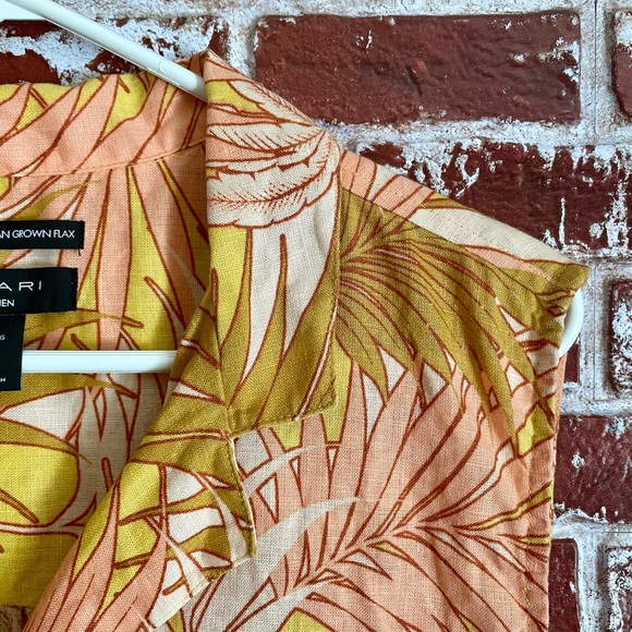 Tahari Women's Tropical Leaf Print Blouse - Yellow and Pink. Women’s XL - Picture 5 of 10